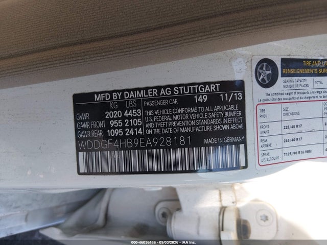 2014 Mercedes-benz C 250 Sport მანქანა იყიდება აუქციონზე, vin: WDDGF4HB9EA928181, აუქციონის ნომერი: 46036466