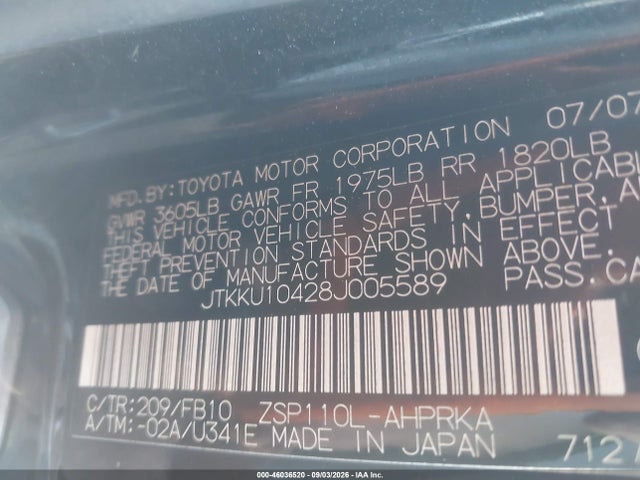 Продажа на аукционе авто 2008 Scion Xd, vin: JTKKU10428J005589, номер лота: 46036520