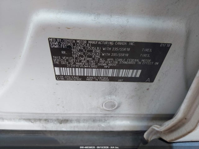 2018 Toyota Rav4 Limited მანქანა იყიდება აუქციონზე, vin: 2T3YFREV6JW443860, აუქციონის ნომერი: 46036528
