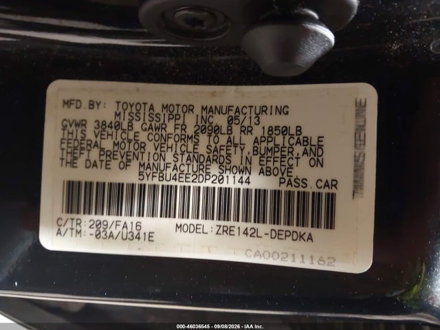 Продажа на аукционе авто 2013 Toyota Corolla L, vin: 5YFBU4EE2DP201144, номер лота: 46036545