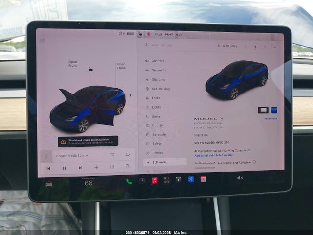 Продаж на аукціоні авто 2021 Tesla Model Y Long Range Dual Motor All-wheel Drive, vin: 5YJYGDEE8MF071299, номер лоту: 46036571