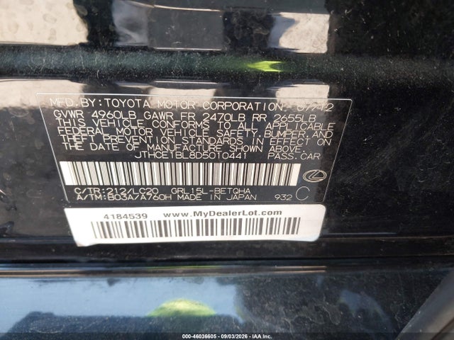 Продажа на аукционе авто 2013 Lexus Gs 350, vin: JTHCE1BL8D5010441, номер лота: 46036605