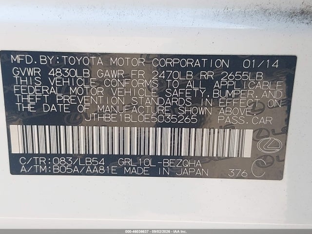 2014 Lexus Gs 350 მანქანა იყიდება აუქციონზე, vin: JTHBE1BL0E5035265, აუქციონის ნომერი: 46036637