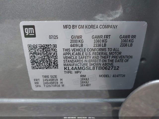2026 Buick Encore Gx Avenir მანქანა იყიდება აუქციონზე, vin: KL4AMGSL8TB062712, აუქციონის ნომერი: 46036646
