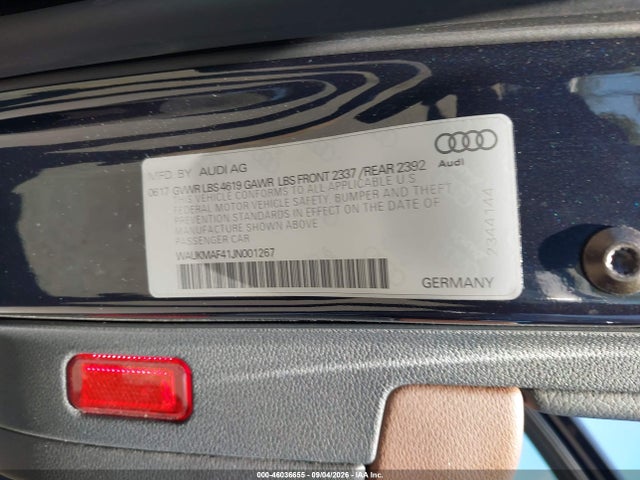 2018 Audi A4 2.0t Tech Ultra Premium/2.0t Ultra Premium მანქანა იყიდება აუქციონზე, vin: WAUKMAF41JN001267, აუქციონის ნომერი: 46036655