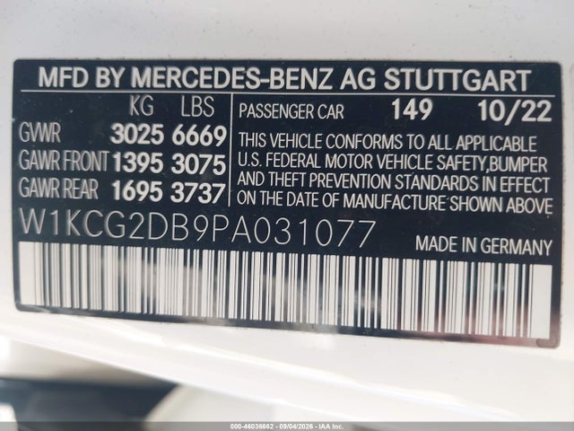Aukcja sprzedaży 2023 Mercedes-benz Eqs 450+, vin: W1KCG2DB9PA031077, numer aukcji: 46036662