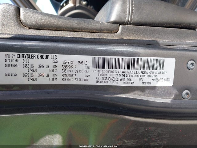46036675 :رقم المزاد ، 1C4RJEAG5CC116004 vin ، 2012 Jeep Grand Cherokee Laredo مزاد بيع