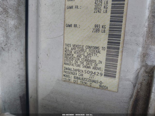 Aukcja sprzedaży 2012 Nissan Altima 2.5 S, vin: 1N4AL2AP8CN509429, numer aukcji: 46036690