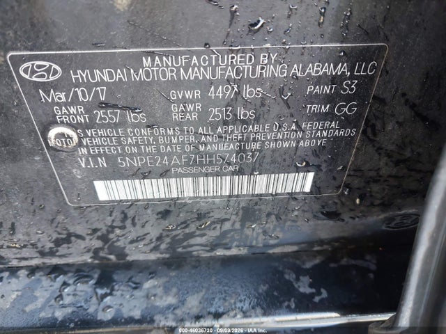 Hyundai SONATA SE 2017 5NPE24AF7HH574037 Image 9