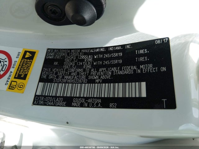 Toyota Highlander Limited 2017 5TDYZRFH6HS228782 Image 9