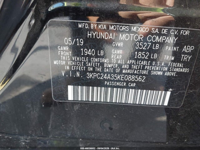 Hyundai ACCENT SE 2019 3KPC24A35KE088562 Image 9