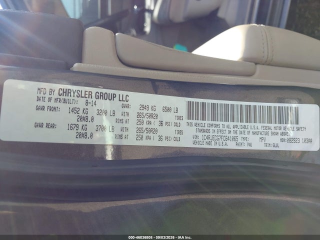 Aukcja sprzedaży 2015 Jeep Grand Cherokee Overland, vin: 1C4RJECG7FC641065, numer aukcji: 46036808
