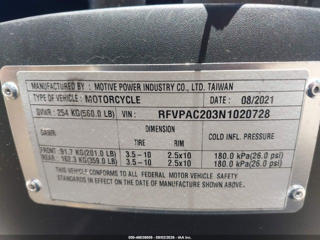 2022 Genuine Scooter Co. Buddy 125 მანქანა იყიდება აუქციონზე, vin: RFVPAC203N1020728, აუქციონის ნომერი: 46036809