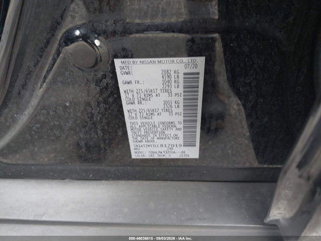 Auction sale of the 2020 Nissan Rogue S Fwd, vin: 5N1AT2MT3LC817019, lot number: 46036815