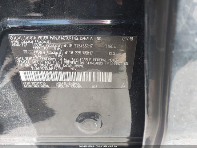 2018 Toyota Rav4 Xle მანქანა იყიდება აუქციონზე, vin: 2T3WFREV5JW442156, აუქციონის ნომერი: 46036869