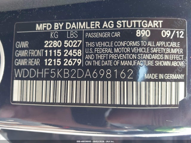 Продаж на аукціоні авто 2013 Mercedes-benz E 350, vin: WDDHF5KB2DA698162, номер лоту: 46036880