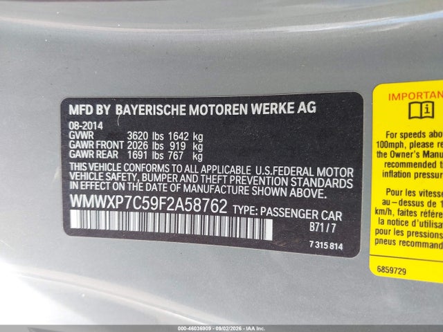 Продажа на аукционе авто 2015 Mini Hardtop Cooper S, vin: WMWXP7C59F2A58762, номер лота: 46036909