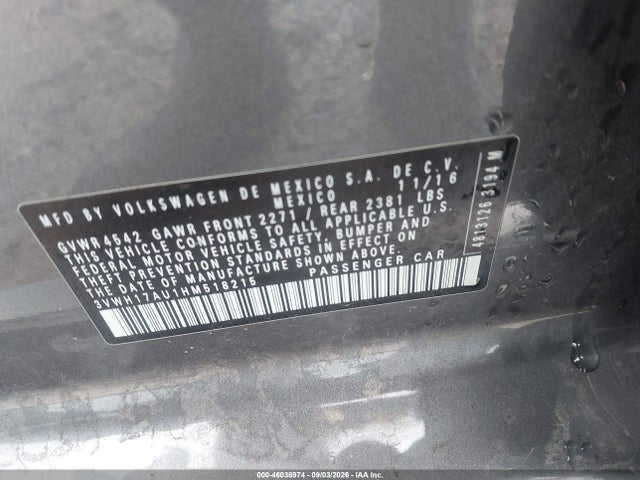 46036974 :رقم المزاد ، 3VWH17AU1HM518215 vin ، 2017 Volkswagen Golf Alltrack Tsi S/tsi Se/tsi Sel مزاد بيع