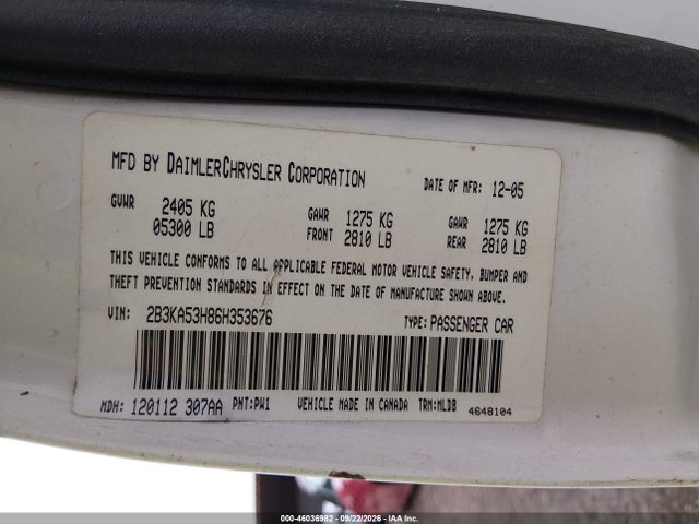 Продаж на аукціоні авто 2006 Dodge Charger Rt, vin: 2B3KA53H86H353676, номер лоту: 46036982