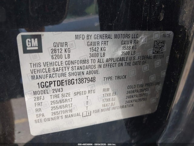 1GCPTDE18G1387948 Chevrolet Colorado 4wd Z71