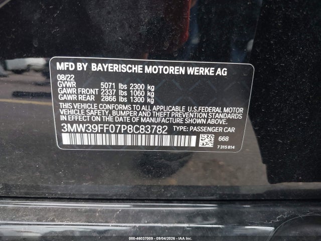 Продаж на аукціоні авто 2023 Bmw 330e, vin: 3MW39FF07P8C83782, номер лоту: 46037009