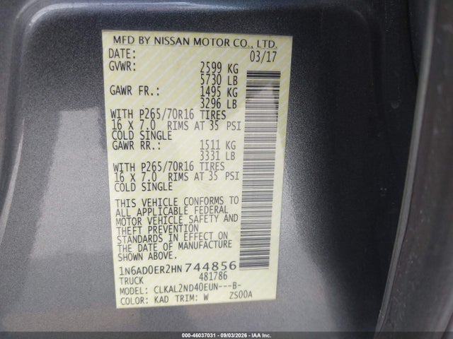 Nissan Frontier Sv 2017 1N6AD0ER2HN744856 Image 9