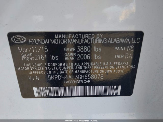 Hyundai ELANTRA SE 2016 5NPDH4AE3GH658078 Image 9