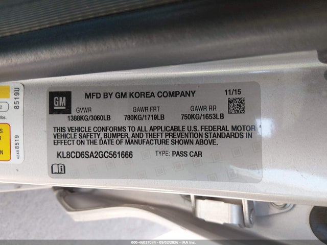Chevrolet Spark 1lt Cvt 2016 KL8CD6SA2GC561666 Image 9