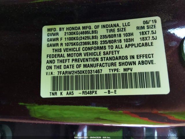 Honda CR-V EX 2019 7FARW2H50KE031467 Image 9
