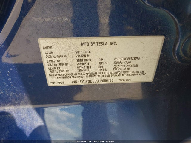 5YJYGDEE9LF059113 Tesla Model Y Long Range Dual Motor All-wheel Drive