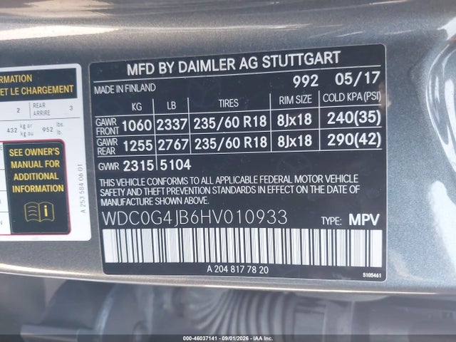 WDC0G4JB6HV010933 Mercedes-Benz GLC 300