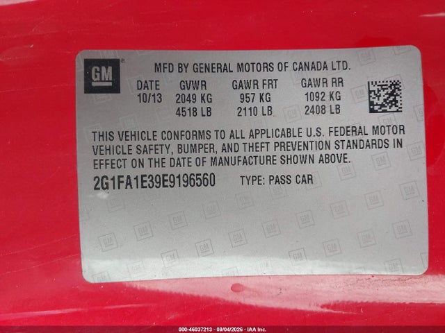 2G1FA1E39E9196560 Chevrolet Camaro 2ls