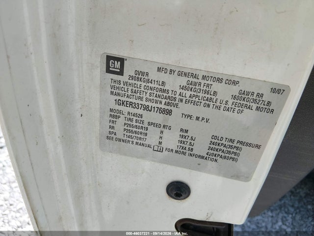 46037221 :رقم المزاد ، 1GKER33798J176898 vin ، 2008 Gmc Acadia Slt-2 مزاد بيع