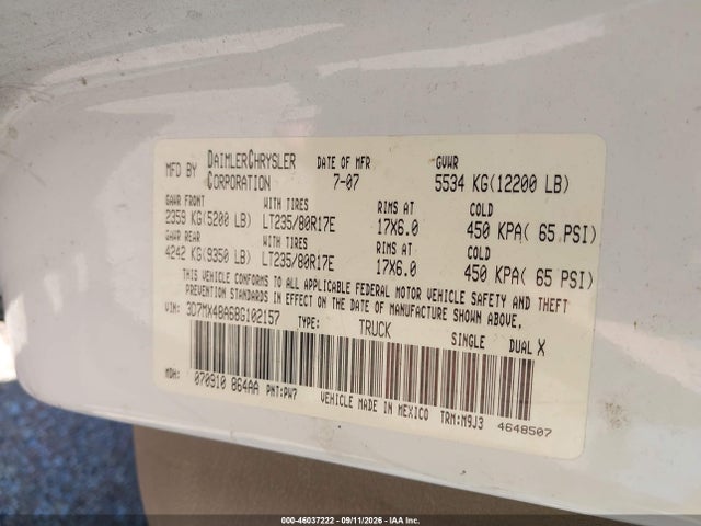 Aukcja sprzedaży 2008 Dodge Ram 3500 Slt, vin: 3D7MX48A68G102157, numer aukcji: 46037222