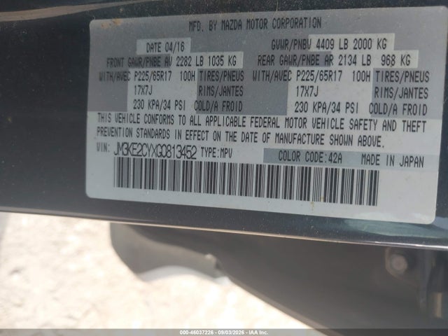 Aukcja sprzedaży 2016 Mazda Cx-5 Touring, vin: JM3KE2CYXG0813452, numer aukcji: 46037226