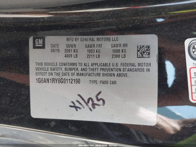 Aukcja sprzedaży 2016 Cadillac Ats-v, vin: 1G6AN1RY6G0112190, numer aukcji: 46037305