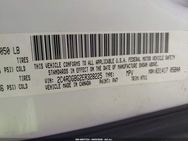 46037324 :رقم المزاد ، 2C4RDGBG2ER328225 vin ، 2014 Dodge Grand Caravan Se مزاد بيع