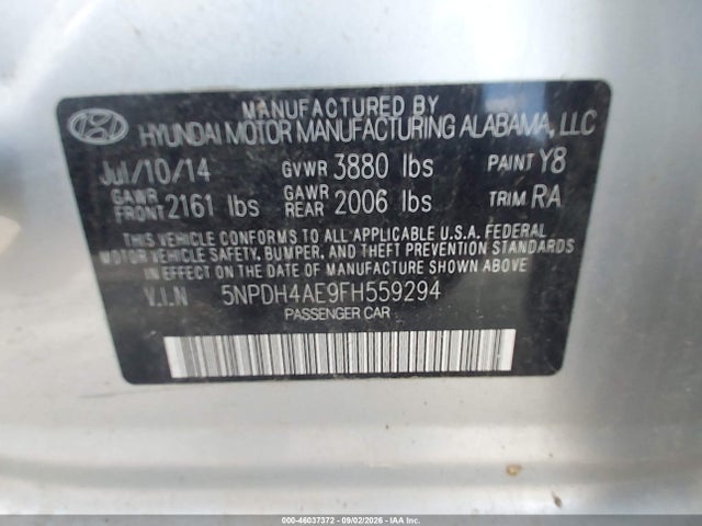 Hyundai ELANTRA SE 2015 5NPDH4AE9FH559294 Image 9