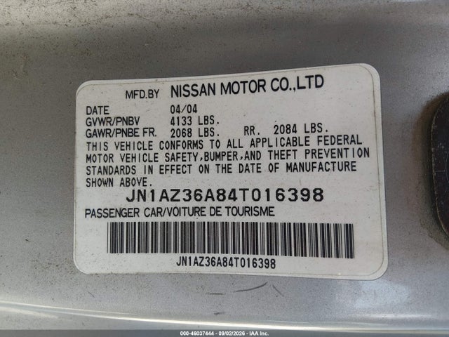 46037444 :رقم المزاد ، JN1AZ36A84T016398 vin ، 2004 Nissan 350z Touring مزاد بيع