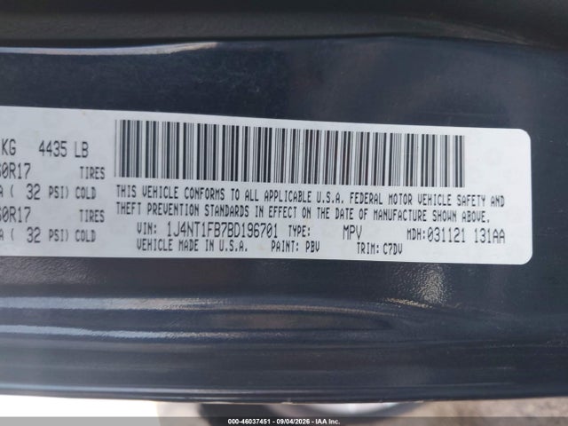 Продаж на аукціоні авто 2011 Jeep Compass, vin: 1J4NT1FB7BD196701, номер лоту: 46037451