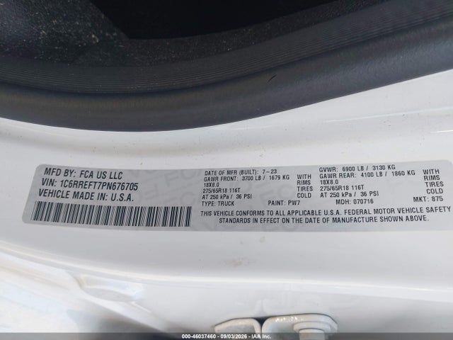 Продажа на аукционе авто 2023 Ram 1500 Big Horn  4x2 5'7 Box, vin: 1C6RREFT7PN676705, номер лота: 46037460