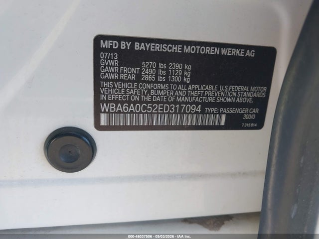 WBA6A0C52ED317094 BMW 640i Gran Coupe