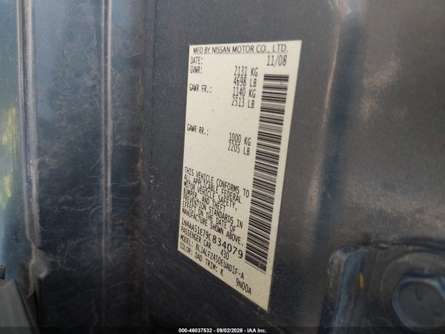 Продаж на аукціоні авто 2009 Nissan Maxima 3.5 Sv, vin: 1N4AA51E79C834079, номер лоту: 46037532