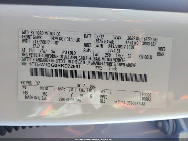 Ford F-150 Xlt 2017 1FTEW1CG0HKD72991 Image 9