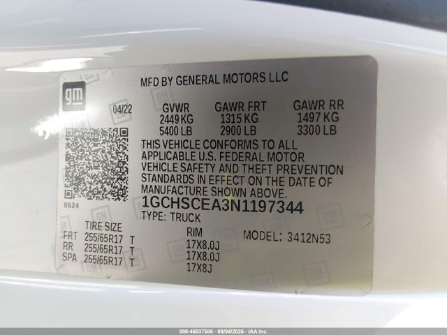 Продаж на аукціоні авто 2022 Chevrolet Colorado 2wd  Long Box Lt, vin: 1GCHSCEA3N1197344, номер лоту: 46037588