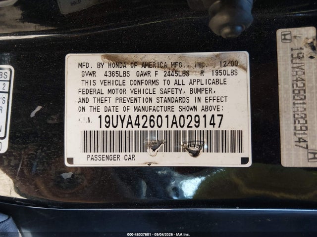 Продаж на аукціоні авто 2001 Acura Cl 3.2 Type S, vin: 19UYA42601A029147, номер лоту: 46037601