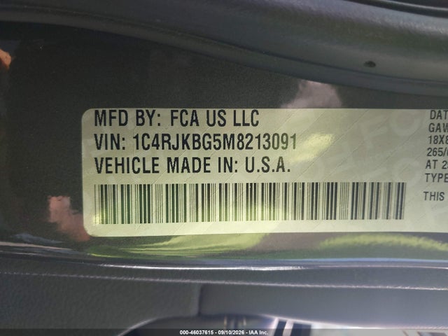 Продажа на аукционе авто 2021 Jeep Grand Cherokee L Limited 4x4, vin: 1C4RJKBG5M8213091, номер лота: 46037615