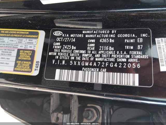 KIA Optima Lx 2015 5XXGM4A72FG422056 Image 9