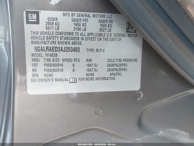Aukcja sprzedaży 2010 Buick Enclave Cx, vin: 5GALRAED3AJ250480, numer aukcji: 46037682