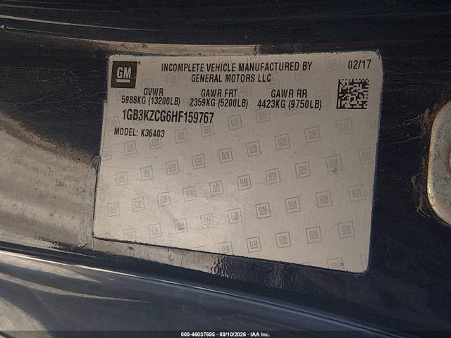 Продажа на аукционе авто 2017 Chevrolet Silverado 3500hd Chassis Lt, vin: 1GB3KZCG6HF159767, номер лота: 46037695